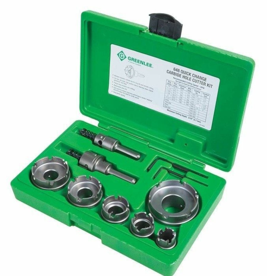 Electrician's Tools Greenlee | Greenlee 648 8Pc Quick-Change Carbide-Tipped Hole Cutter Set (7/8" - 2-1/2")