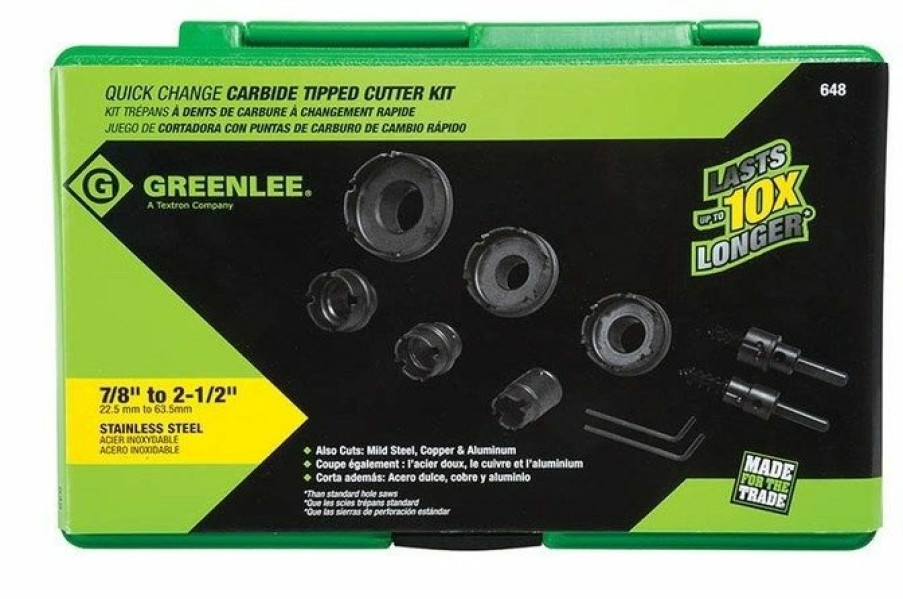 Electrician's Tools Greenlee | Greenlee 648 8Pc Quick-Change Carbide-Tipped Hole Cutter Set (7/8" - 2-1/2")