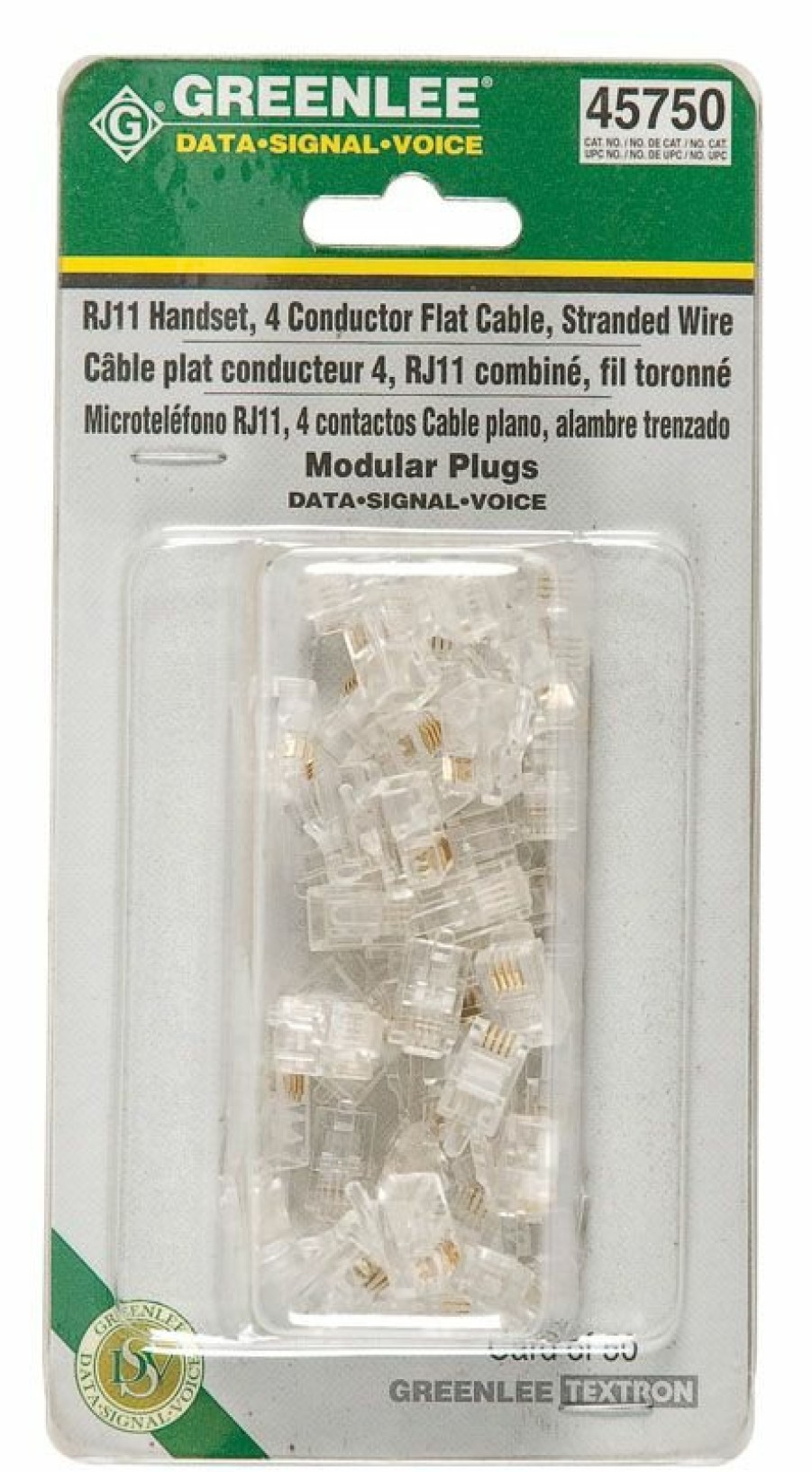 Electrician's Tools Greenlee | Greenlee 45750 Rj11-Handset 4C (50 Pack)