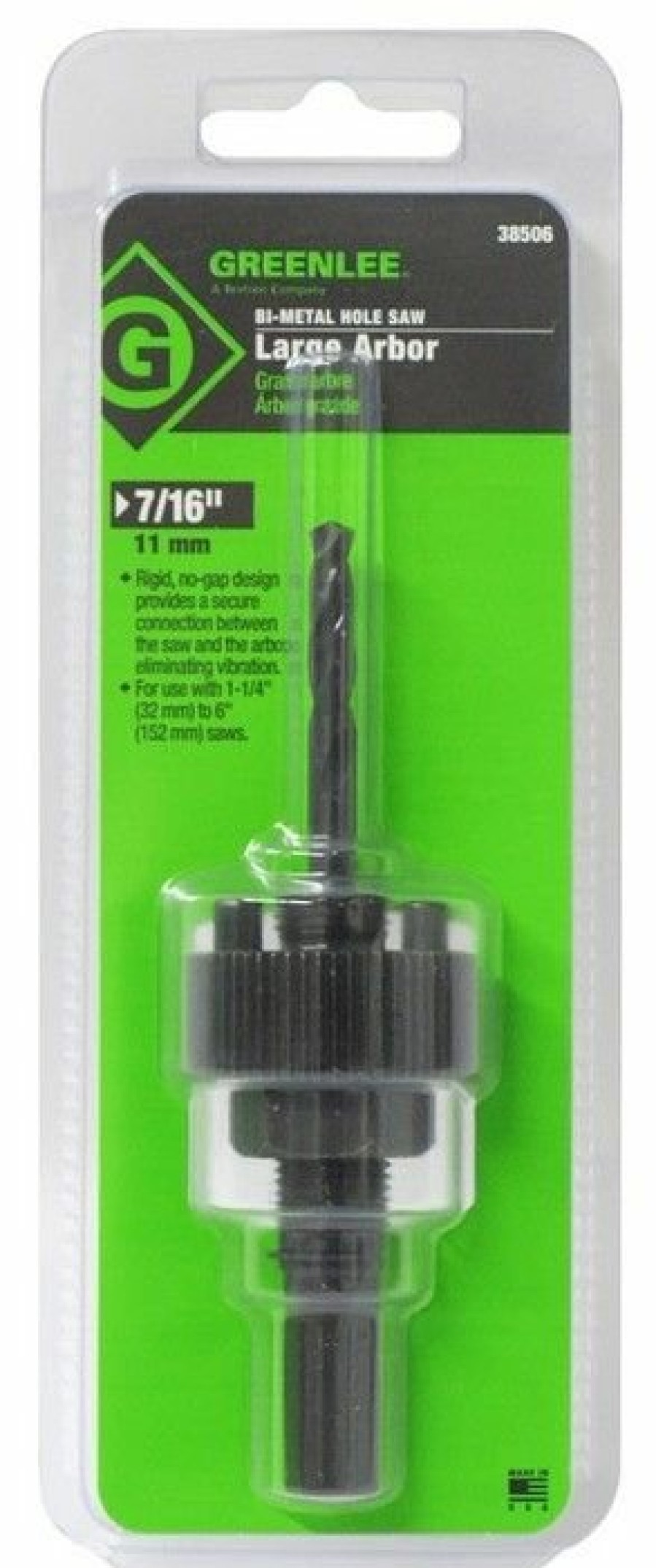 Electrician's Tools Greenlee | Greenlee 38506 1/2" Shank With 3 Flats, Hole Saw Arbor