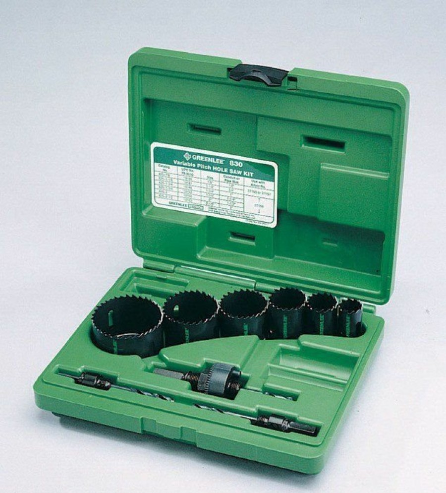 Electrician's Tools Greenlee | Greenlee 830 Bi-Metal Hole Saw Kit, Conduit Sizes 7/8" To 2-1/2"